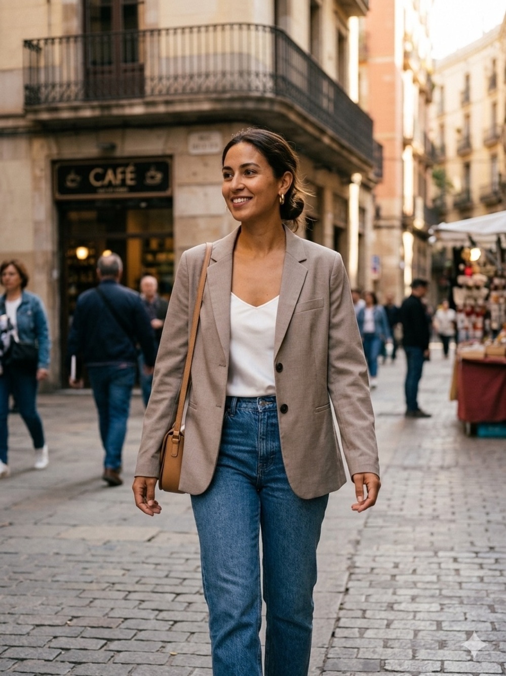 H&M Taupe Women's Blazer - Neutral Tailored Jacket